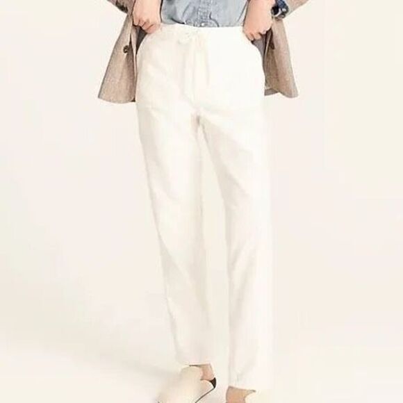 J. Crew Ivory 100% Cotton High Rise Carpenter Beach Pant - Women’s LT - Picture 1 of 8